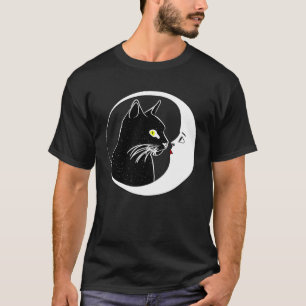 Cat Kissing Crescent Moon Face Esoteric Wicca Them T-Shirt