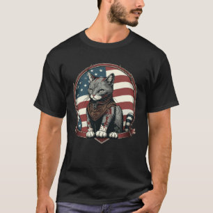 Cat Kitten 4th Of July American Flag T-Shirt