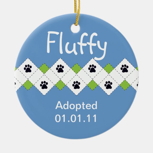 Cat/Kitten Adoption Announcement Ceramic Ornament (Front)