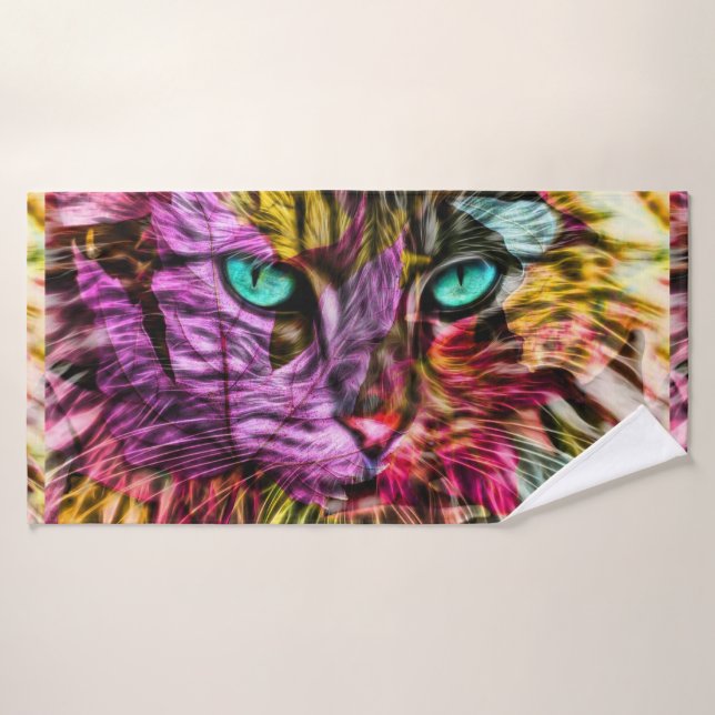 Cat Kitten Artsy Bath Towel (Bath Towel)