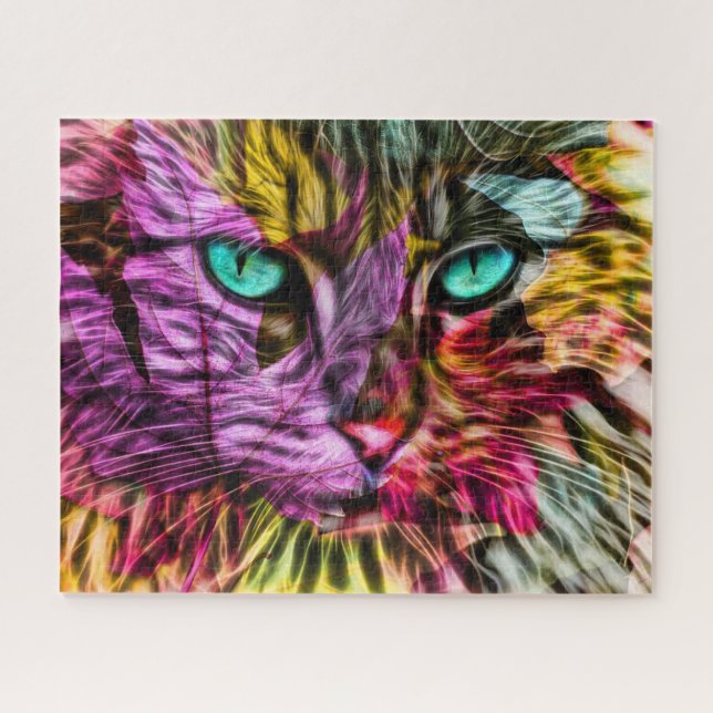 Cat Kitten Artsy Jigsaw Puzzle (Horizontal)