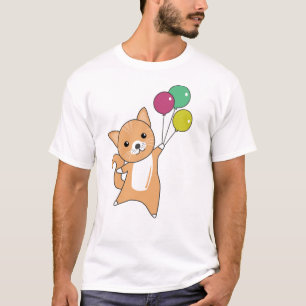 Cat Kitten Balloons Sweet Animals Red Orange T-Shirt