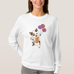 Cat Kitten Balloons Sweet Animals Tricolor T-Shirt