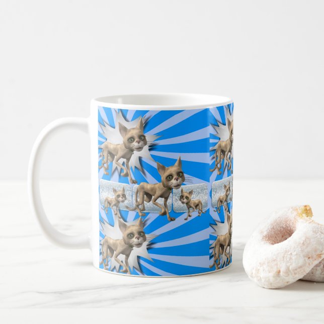 Cat Kitten Blue Mug (With Donut)