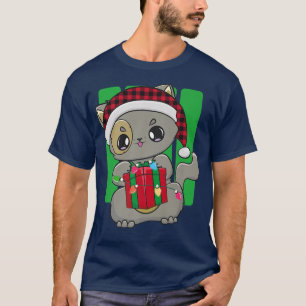 Cat Kitten Chibi Anime Neko Kawaii Xmas Christmas T-Shirt