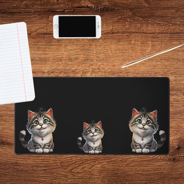 Cat kitten cute brown black desk mat (Creator Uploaded)