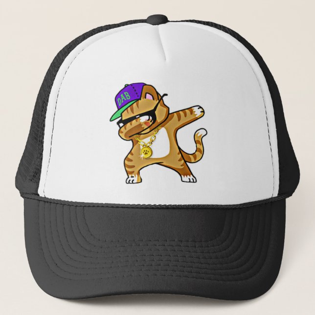 Cat Kitten Dab Hoodie Trucker Hat (Front)