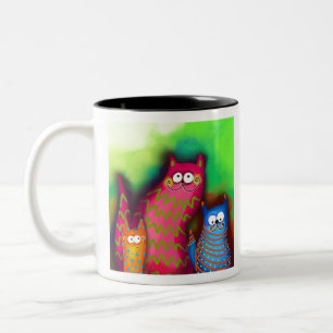 Cat Kitten Family Feline Animal Pet Mammal Two-Tone Coffee Mug