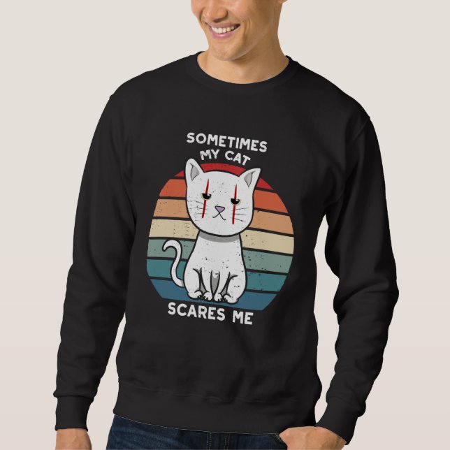 Cat Kitten Halloween Retro For Crazy Cat Sweatshirt (Front)