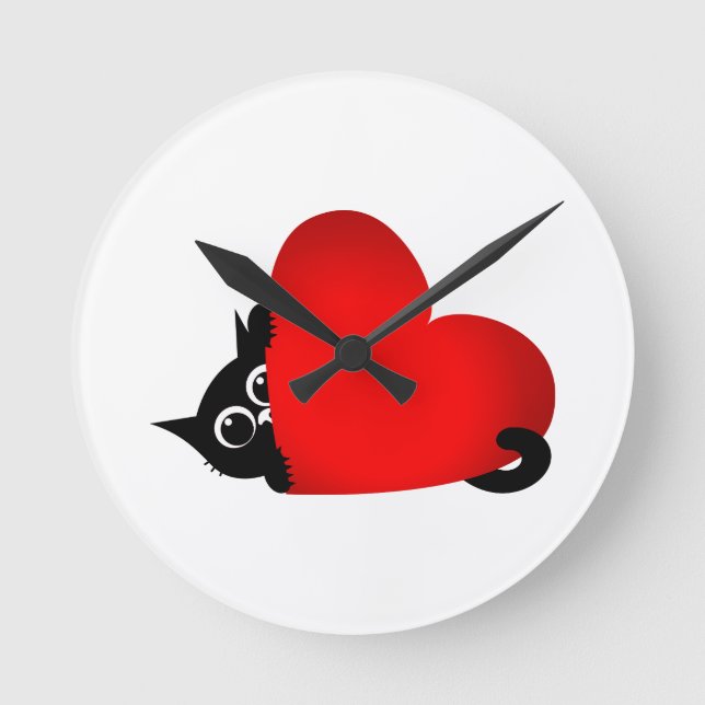Cat, Kitten, Heart Round Clock (Front)