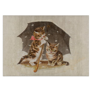 Cat Kitten kitty antique vintage pretty cute  Cutting Board
