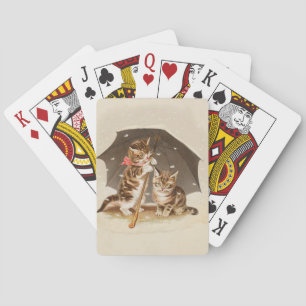 Cat Kitten kitty antique vintage pretty cute Playing Cards