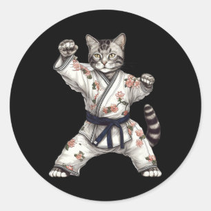 Cat Kitten Kitty Karate Taekwondo Kickboxing Classic Round Sticker