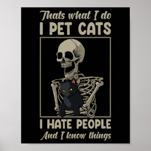 Cat Kitten Lover Grumpy Skull Kitty Pet Owner Poster