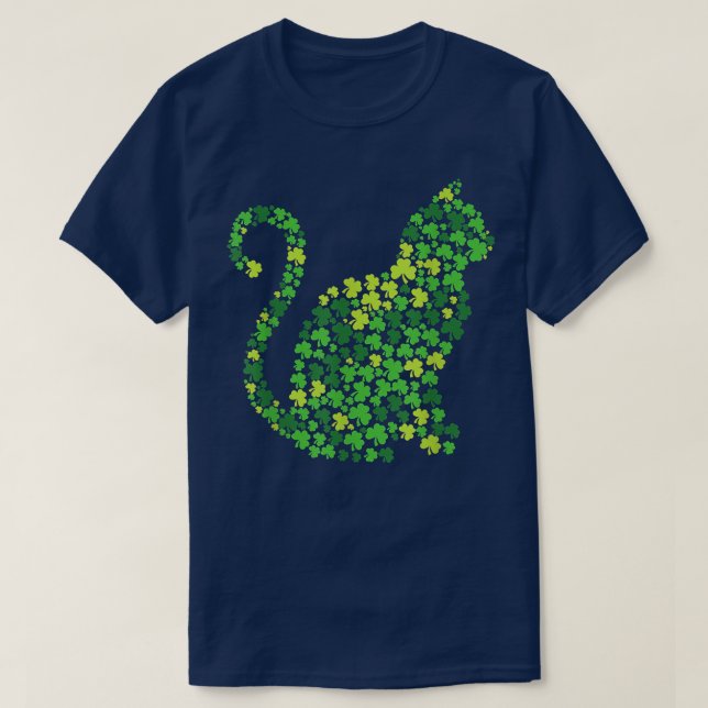 Cat Kitten Lucky Shamrock Clover St Patricks Day T T-Shirt (Design Front)