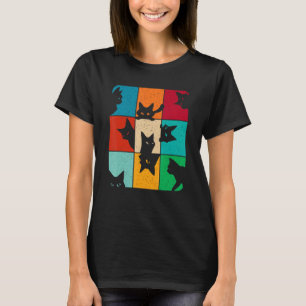 Cat Kitten Meme Vintage Retro Peeping Curious Cat T-Shirt
