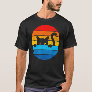 Cat Kitten Meme Vintage Retro Sunset Peeping Curio T-Shirt