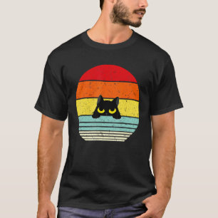 Cat Kitten Meme Vintage Retro Sunset Peeping Curio T-Shirt