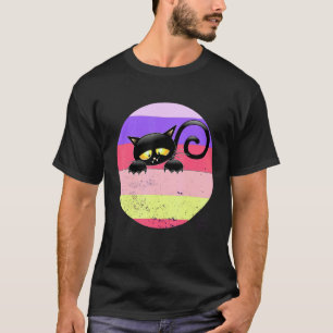 Cat Kitten Meme Vintage Retro Sunset Peeping Curio T-Shirt
