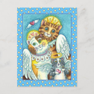 CAT, KITTEN & MOUSE ANGELS IN HEAVEN, HALO & WINGS POSTCARD