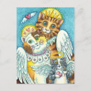 CAT, KITTEN & MOUSE ANGELS IN HEAVEN, HALO & WINGS POSTCARD