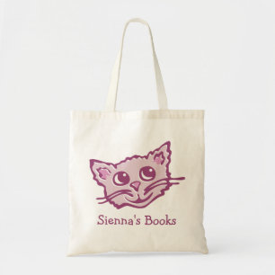 Cat kitten pink hued library book bag