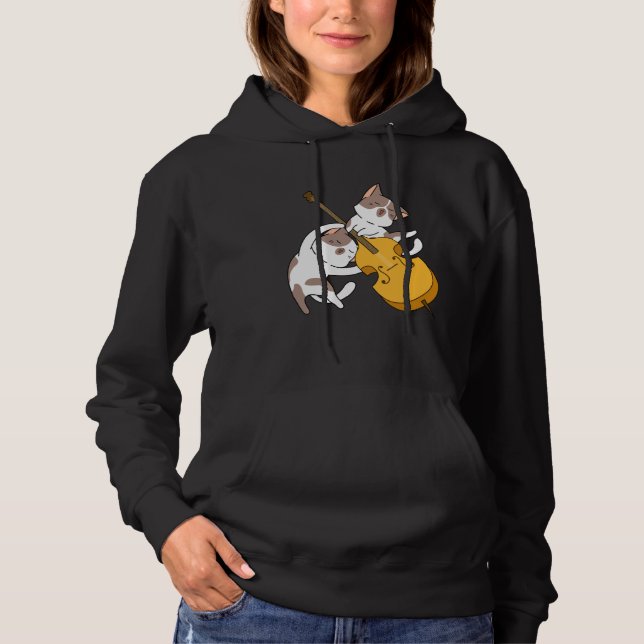 Cat Kitten Playing Cello Cat  Cello Player Cellist Hoodie (Front)