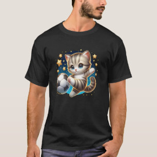Cat Kitten Soccer Player Kicking Soccer Ball Cute T-Shirt