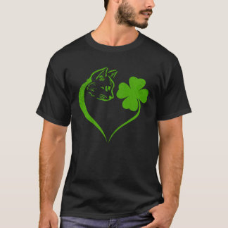 Cat  Kitten St Patricks Day Shamrock Irish  Heart T-Shirt