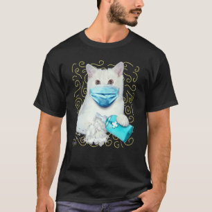 Cat Kitten This Time Wearing Mask And Washing Hand T-Shirt