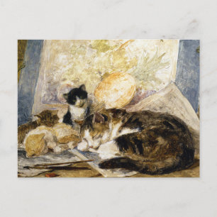 Cat & Kittens Asleep in the Artist's Studio Postcard