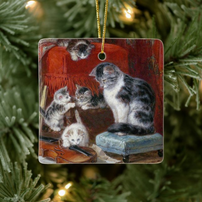 Cat, Kittens & Violin • H. Ronner-Knip • Ornament  (Tree)
