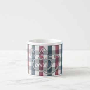 Cat Kitty and Plaid Pattern Espresso Cup