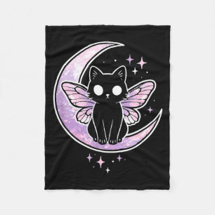 Cat kitty butterfly moth purple pink alt kawaii fleece blanket