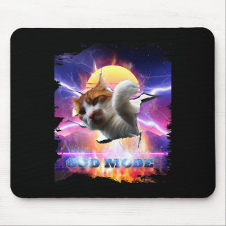 Cat Kitty Cracked Wall Gaming Gamer God Mode Funny Mouse Pad