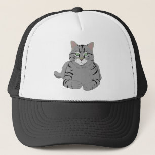 Cat Kitty Grey Tiger Tabby Pet Animal Domestic Trucker Hat