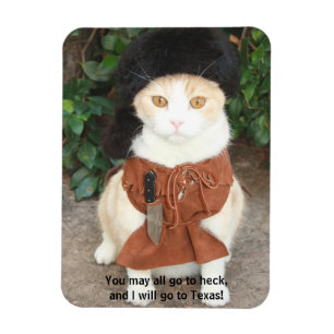 Cat/Kitty in Buckskin with Davy Crockett Quote Magnet