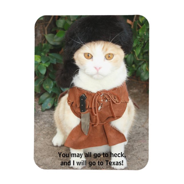 Cat/Kitty in Buckskin with Davy Crockett Quote Magnet (Vertical)