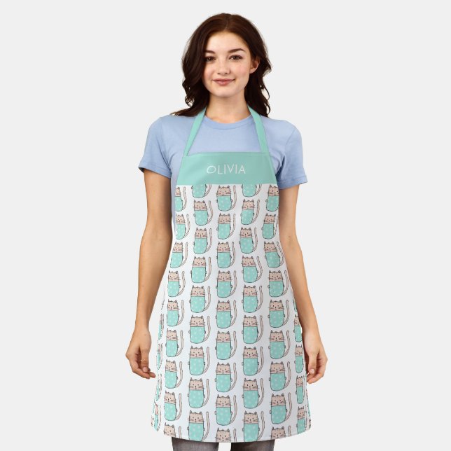Cat Kitty Kitten pattern Apron (Worn)