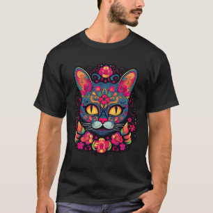 Cat Kitty Kitten Paws Sugar Skull Calavera Hallowe T-Shirt