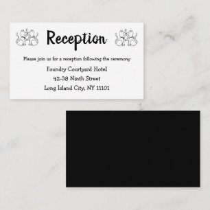 Cat Kitty Modern Black White Wedding Reception Enclosure Card