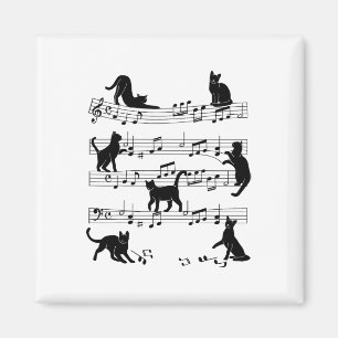 Cat Kitty Playing Music Clef Piano Musician Art Magnet