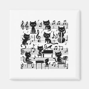 Cat Kitty Playing Music Note Clef Musician Art Cat Magnet
