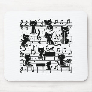 Cat Kitty Playing Music Note Clef Musician Art Cat Mouse Pad