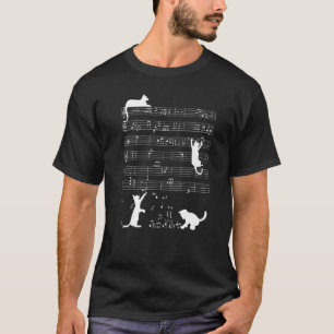 Cat Kitty Shirt Cat Playing Music Note Clef Musici