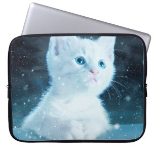 Cat kitty snow art animal nature laptop sleeve
