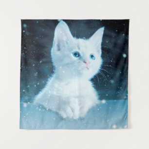 Cat kitty snow art animal nature tapestry