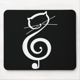 Cat Kitty Treble Music Clef Funny Cat Music Notes  Mouse Pad