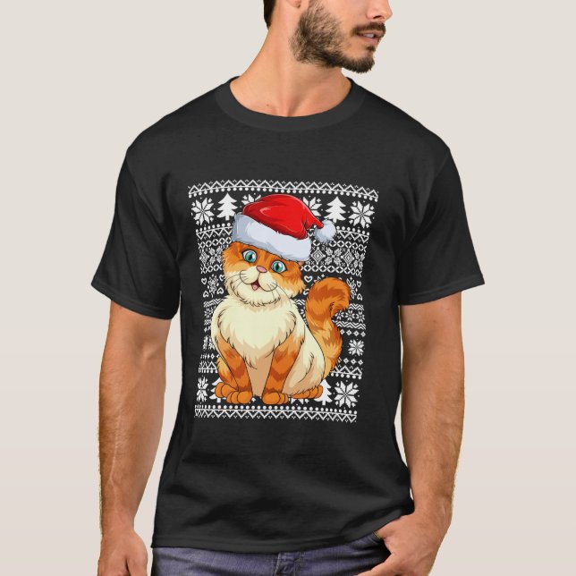 Cat Kitty Ugly Christmas Sweater Style Cat Xmas (Front)