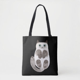 Cat Kitty Watercolor Rustic Pet Animal Lover Tote Bag